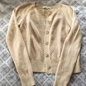 LOFT small tan cardigan textured front